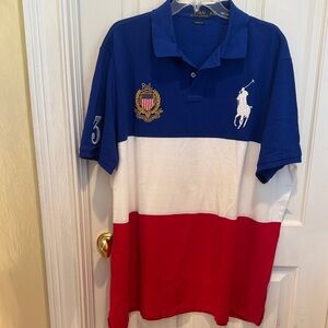 Polo Ralph Lauren red white and blue polo shirt with nr 3 on sleeve
